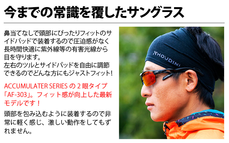 鼻パッドのないサングラス「エアフライ」＊男女兼用 AF-303モデル