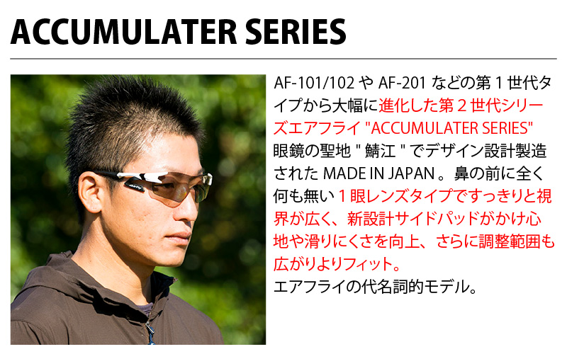 鼻パッドのないサングラス「エアフライ」＊男女兼用 AF-301モデル