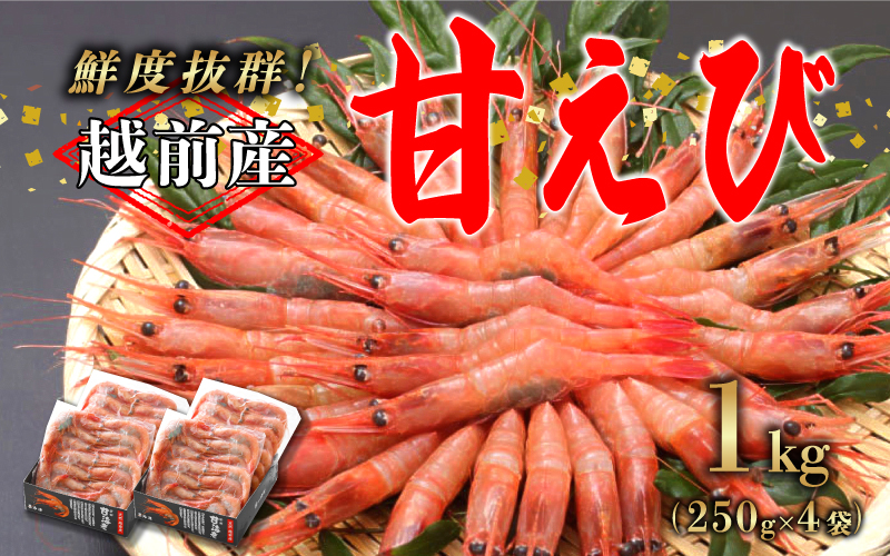 【小分け】越前産 冷凍 甘えび 約250g × 4パック 合計約1.0kg