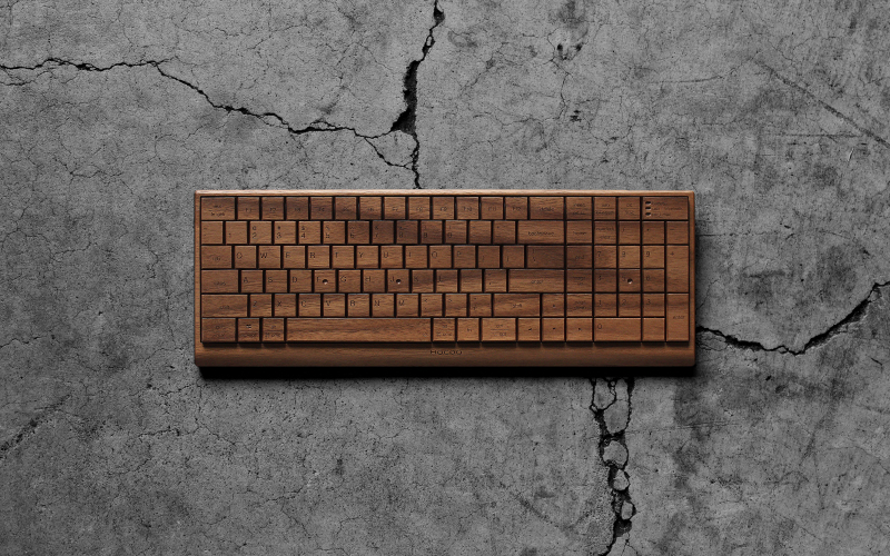 木製デザイン雑貨ブランド「Hacoa」 無機質なパソコン周りに温もりをプラスする木製キーボード「Full Ki-Board Wireless」