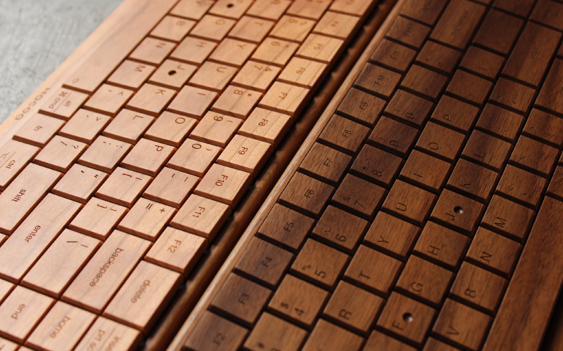 木製デザイン雑貨ブランド「Hacoa」 無機質なパソコン周りに温もりをプラスする木製キーボード「Full Ki-Board Wireless」