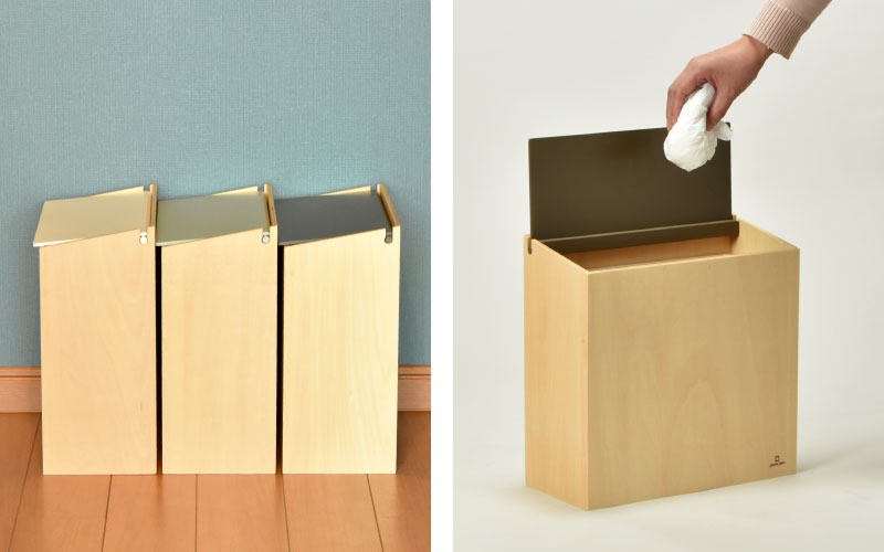 職人が仕上げた木製ゴミ箱「SLIM DUST」