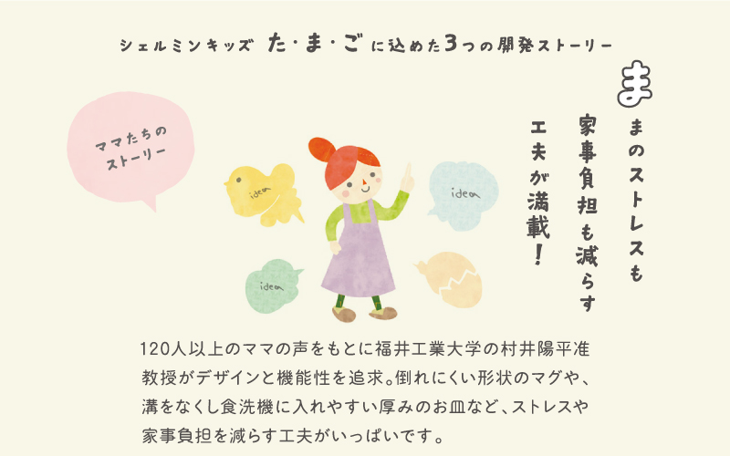 子育て家族を応援する食器 シェルミンキッズ 5点セット
