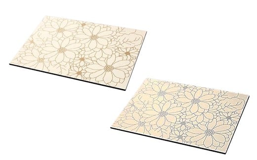 伝統工芸品★食事がリッチになる『越前漆器 花柄ランチョンマット１枚（白金・白銀）』