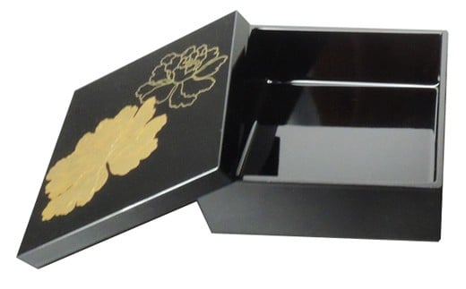 かわいい越前漆器『小箱 金箔牡丹 1個』