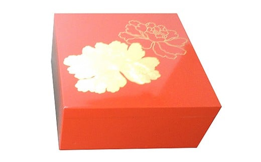 かわいい越前漆器『小箱 金箔牡丹 1個』