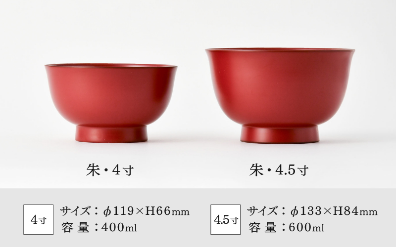 【選べるカラー】【大本山永平寺御用達 漆琳堂】 食洗機対応の漆塗り椀 一乗椀＜越前漆器＞ 4.5寸黒/朱