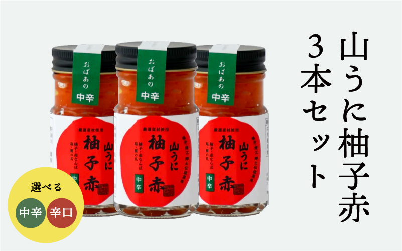 鯖江の伝統薬味「山うに」柚子赤３本セット