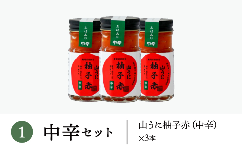 鯖江の伝統薬味「山うに」柚子赤３本セット