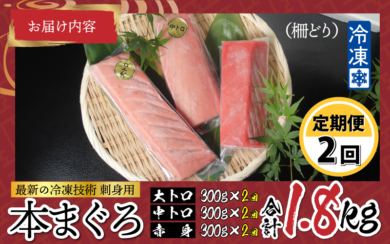 【定期便】【2ヶ月連続お届け】刺身用！本マグロ堪能セット（柵どり）900g × 2回【最新の冷凍技術】