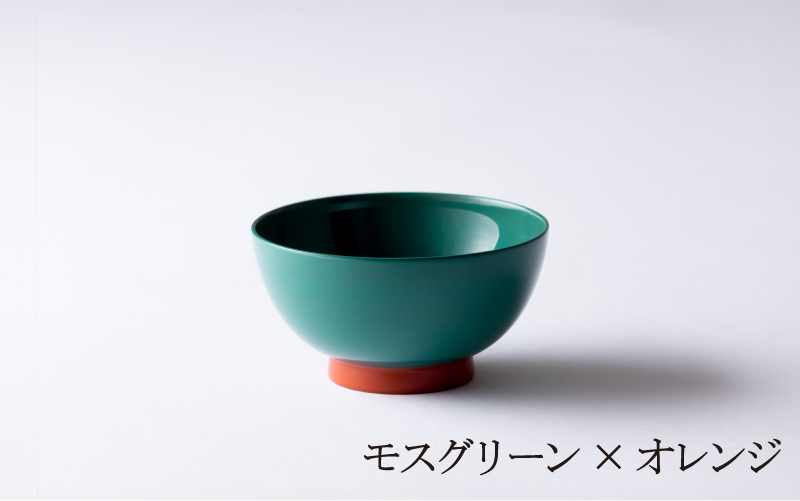 aisomo cosomo の飯椀（モスグリーン × オレンジ）