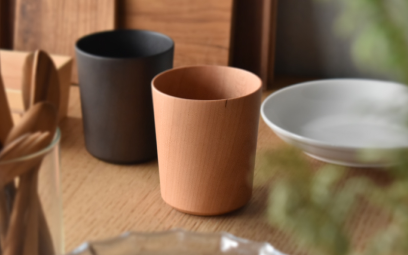 木製デザイン雑貨ブランド「Hacoa」食卓に温もりを添える天然木チェリーのコップ「Wooden Cup」 チェリー
