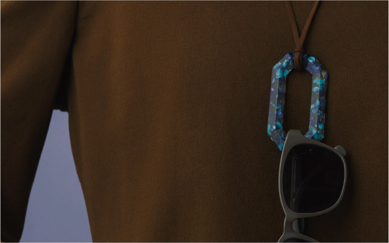 ＜KISSO＞Pendant Glass Holder_Square フラワーブルー