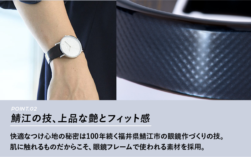 鯖江発！眼鏡職人が作った新感覚の腕時計 バングルウォッチ40（バングル＋ウォッチ本体）グレーマーブル