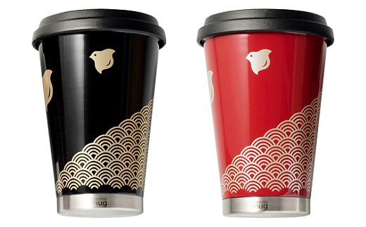 thermo mug×越前漆器『うるしモバイルタンブラー 波千鳥』黒