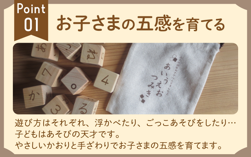 あいうえおつみき～福井県産ひのきの木のおもちゃ～