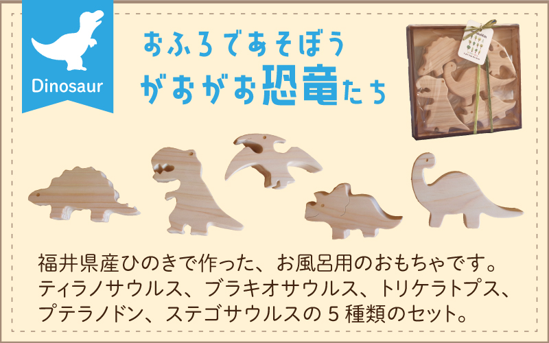 おふろであそぼう～がおがお恐竜たち～　福井県産ひのきの木のおもちゃ