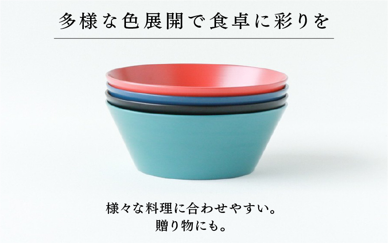 【RIN&CO.】越前硬漆 深ボウルM / 刷毛目技法 軽く丈夫な漆塗りの器＜越前漆器＞サーモンピンク（R-02）