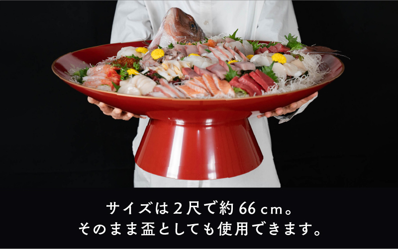 2尺(Φ660×215)大盃膳　朱鉄仙　目皿付(Φ470×15)