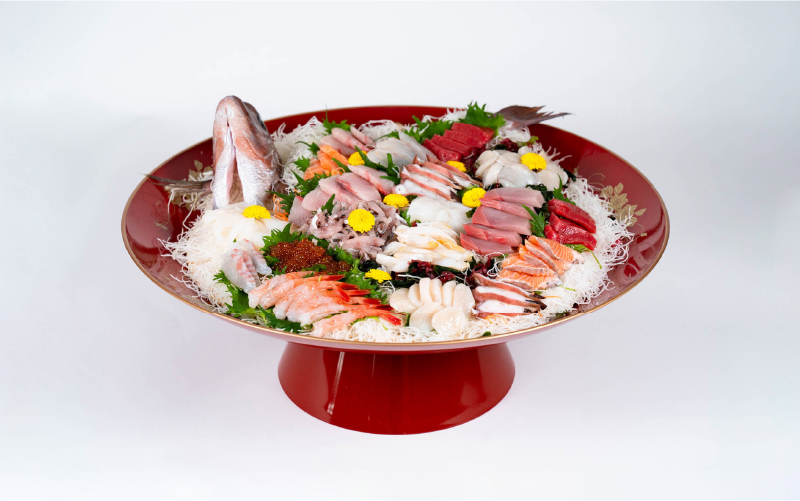 2尺(Φ660×215)大盃膳　朱鉄仙　目皿付(Φ470×15)