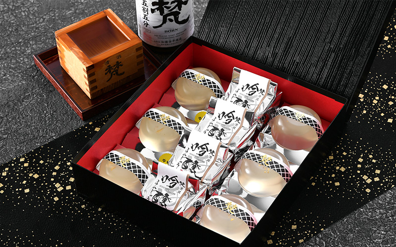 鯖江の銘酒「梵（ぼん）」を使用した日本酒香る酒まんじゅう・ゼリーセット