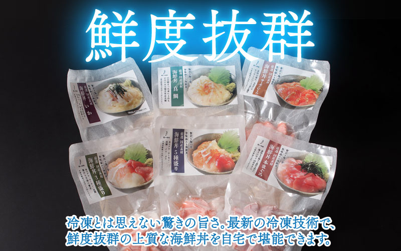 【定期便】【6ヶ月連続お届け】 【刺身用】おまかせ海鮮丼の具 60g（タレ付）× 5人前 × 6回【最新の冷凍技術】