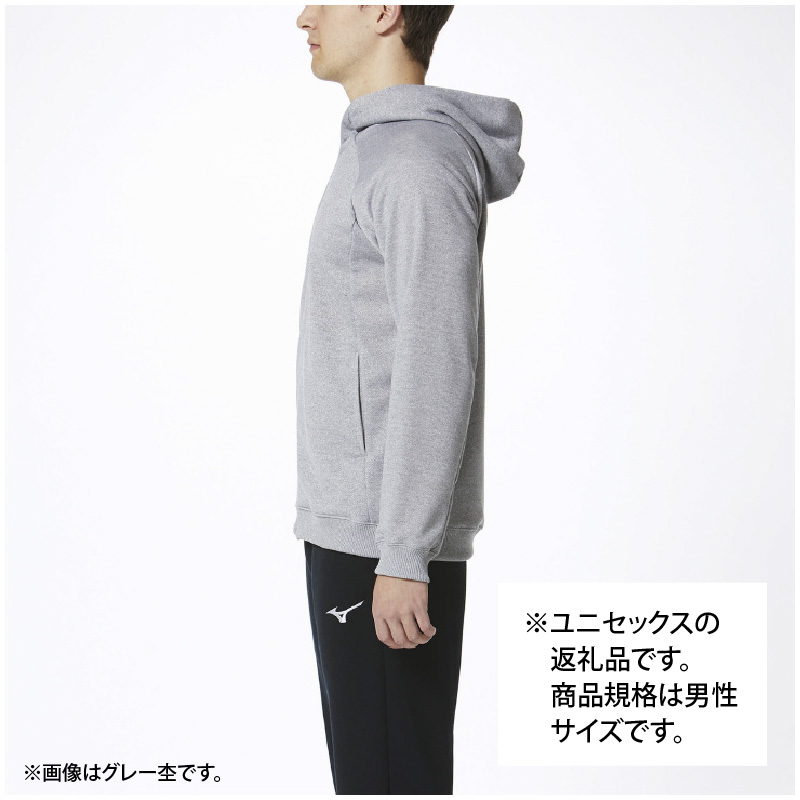 【ミズノ】スウェットシャツ フルジップフーディー（グレー杢）XL