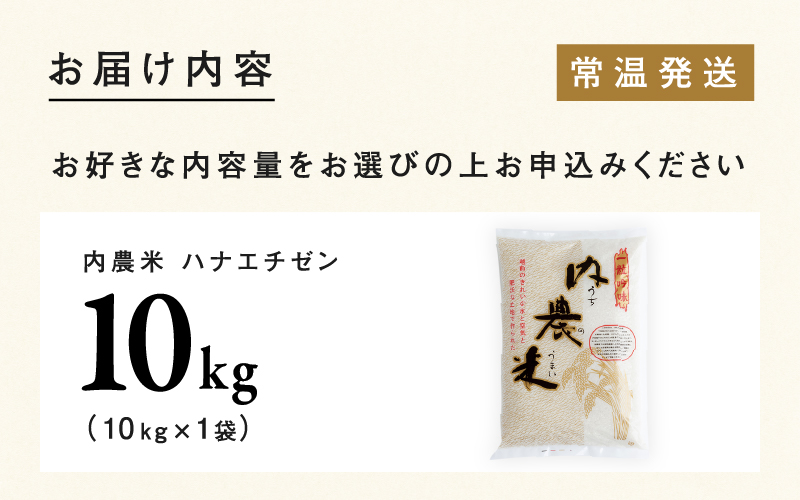 【令和８年産新米！】【先行予約】【2026年9月中旬以降順次発送予定】福井県産 おしどり米 ハナエチゼン 5kg / 内農米ハナエチゼン 5kg/ 10kg