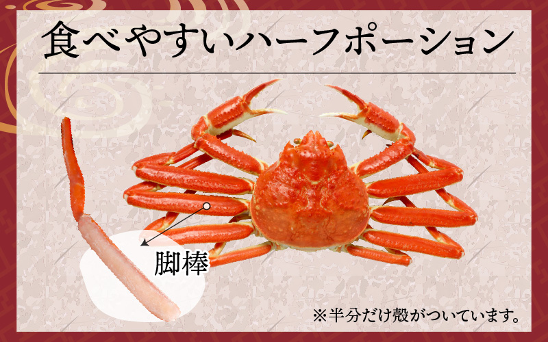【越前産】【最新の冷凍技術】紅ずわいがに 脚棒のみ ハーフポーション（半むき身）600g 1.2kg 1.8kg